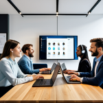 A diverse group of professional team members, fully clothed in professional business casual attire. Each person is in a distinct, modern, well-lit remote workspace, such as a stylish home office, a quiet co-working space, or a minimalist cafe setting. The image is composed to show global collaboration, with individuals engaged in a video conference call, looking attentively at their laptop screens, some wearing professional headphones. Their expressions convey focus and engaged listening, demonstrating effective remote communication and seamless teamwork across different time zones. perfect anatomy, correct proportions, natural pose, well-formed hands, proper finger count, natural body proportions, high-quality, professional photography, soft studio lighting, ultra-detailed, professional, appropriate attire, modest clothing, safe for work, appropriate content.