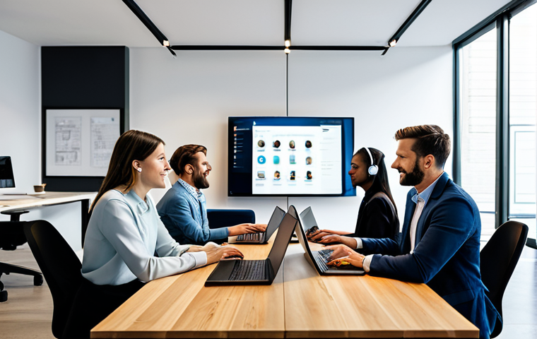 A diverse group of professional team members, fully clothed in professional business casual attire. Each person is in a distinct, modern, well-lit remote workspace, such as a stylish home office, a quiet co-working space, or a minimalist cafe setting. The image is composed to show global collaboration, with individuals engaged in a video conference call, looking attentively at their laptop screens, some wearing professional headphones. Their expressions convey focus and engaged listening, demonstrating effective remote communication and seamless teamwork across different time zones. perfect anatomy, correct proportions, natural pose, well-formed hands, proper finger count, natural body proportions, high-quality, professional photography, soft studio lighting, ultra-detailed, professional, appropriate attire, modest clothing, safe for work, appropriate content.