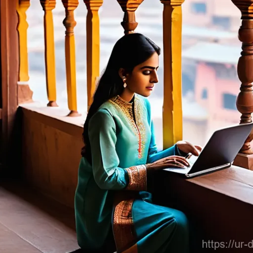 디지털 노마드와 글로벌 비즈니스의 관계 - **Prompt 1: Serene Productivity in a Historic Setting**
"A serene and focused young Pakistani wo...