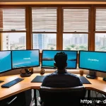 Home 20 디지털 노마드의 커리어 포지셔닝 - A vibrant digital nomad workspace featuring a young South Asian man working on web development proje...