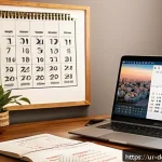 Home 19 디지털 노마드의 세무 및 법적 고려사항 - A professional digital nomad workspace scene set in a cozy home office decorated with traditional Pa...
